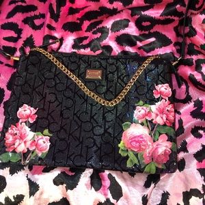 Calvin Klein black floral purse
